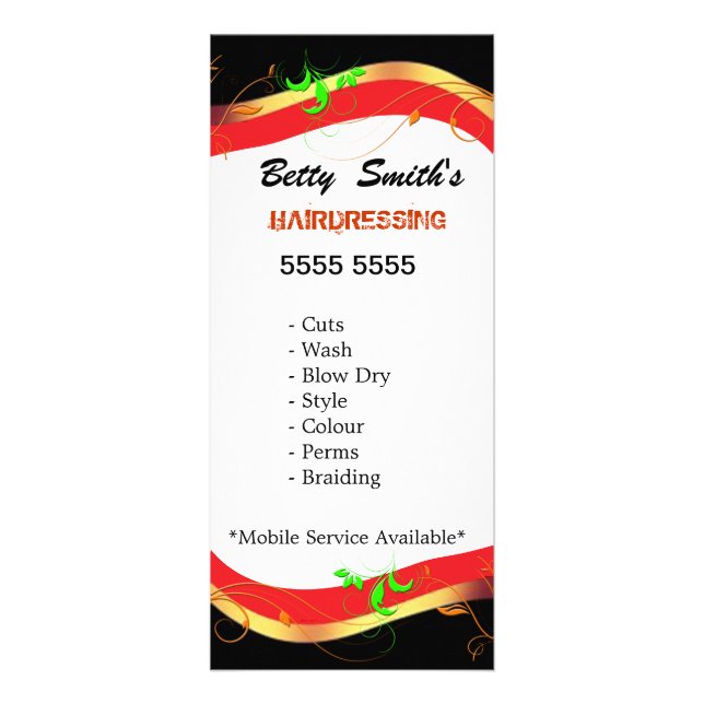 Panfleto Placa de rack para cabeleireiro (Frente)