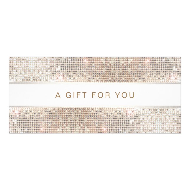 Panfleto Placa Rack Spa Salon Striped FAUX Silver Sequin (Frente)