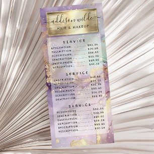 Panfleto Preço de Folha Dourada Falsa com Glitter Lilás em 