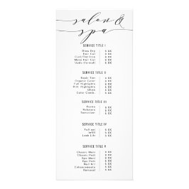 Panfleto Preço de Salão Spa em Caligrafia Moderna Preto e B