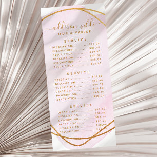 Panfleto Preço do Círculo Dourado Aquarela Rosa Blush Scrip