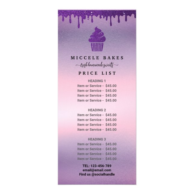 Panfleto Preço do Serviço de Pasta Roxa (Frente)