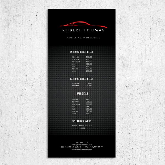 Panfleto Preto e vermelho detalhamento automático, reparo a (Criador carregado)