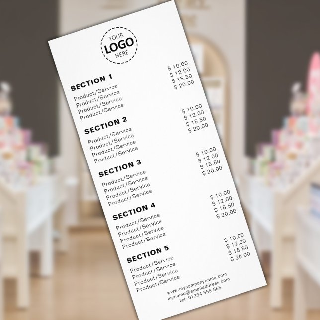 Panfleto Produto/Serviços Personalizados Branco Simples (Criador carregado)