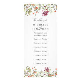 Panfleto Programa de Casamento de Prados Selvagens