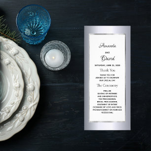 Panfleto Programa de casamento elegante de prata