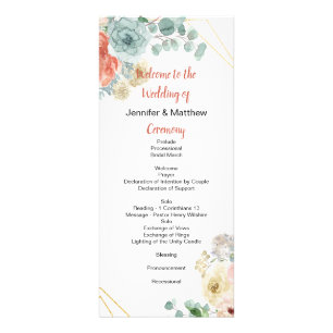 Panfleto Programa de Casamento Floral de Apricot