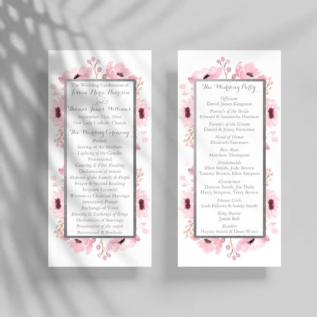 Panfleto Programa de Casamento Floral de primavera Pinks Wa (Criador carregado)