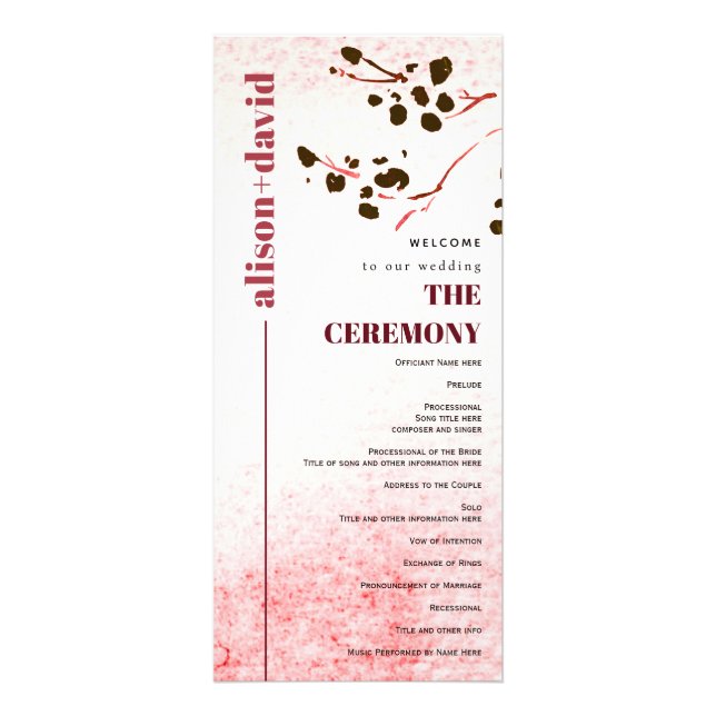 Panfleto Programa de casamento Japandi para lavagem de aqua (Frente)