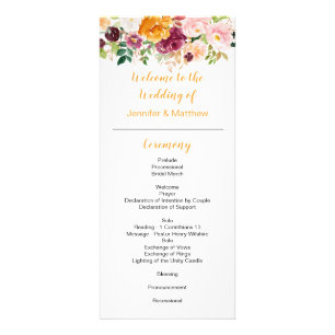 Panfleto Programa de Casamento Mauve Pink Saffron