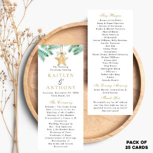 Panfleto Programa de Casamento no inverno Watercolor Pine B