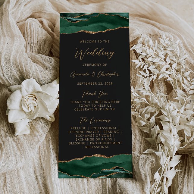 Panfleto Programa de Casamento Orçamento Ágata Esmeralda Ve (Criador carregado)