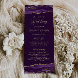 Panfleto Programa de Casamento Roxo Dourado Ágata Orçamento