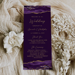 Panfleto Programa de Casamento Roxo Dourado Ágata Orçamento