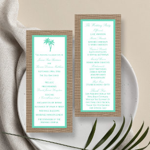 Panfleto Programa Tropical Palm Tree Beach Weding Program