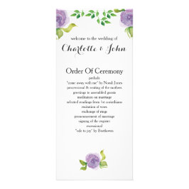 Panfleto Programas de casamentos florais roxos