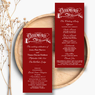 Panfleto Programas Elegantes De Cerimônia De Casamento Verm
