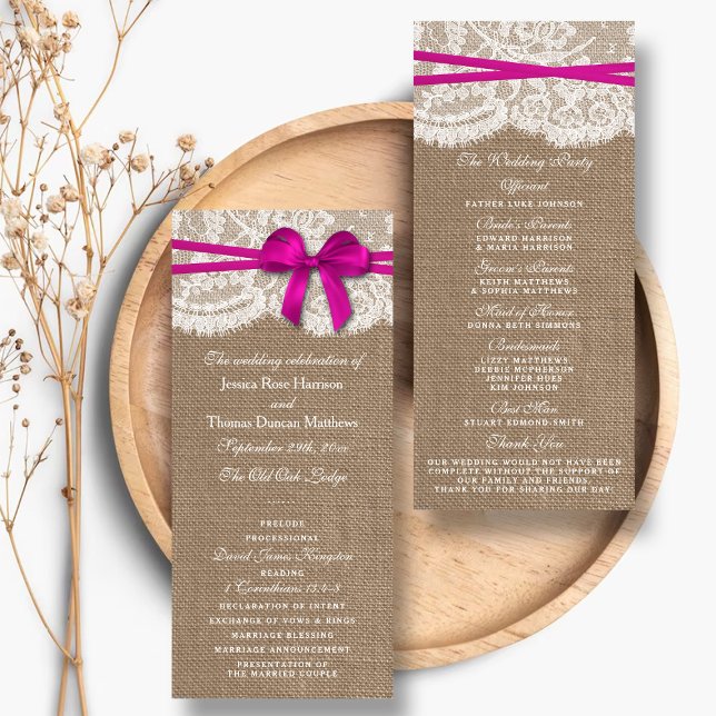 Panfleto Programas Rustic Pink Arco Wedding Collection (Criador carregado)