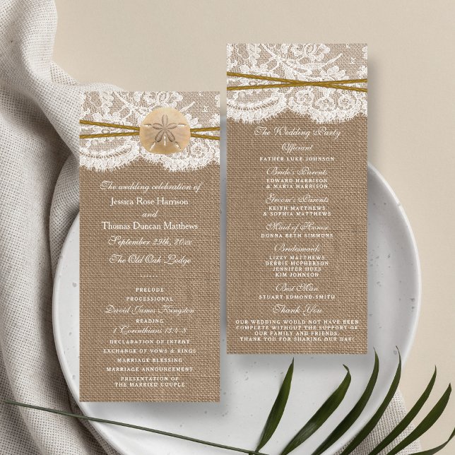 Panfleto Programas Rustic Sand Dollar Wedding Collection (Criador carregado)