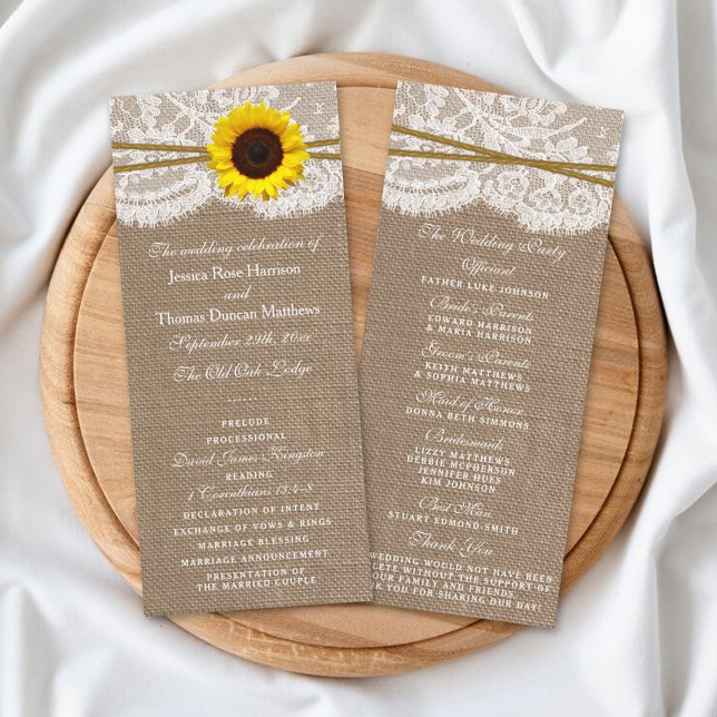 Panfleto Programas Rustic Sunflower Wedding Collection (Criador carregado)