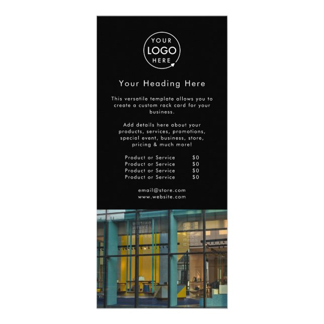 Panfleto Publicidade Empresarial | Logotipo de Foto Preto M (Frente)