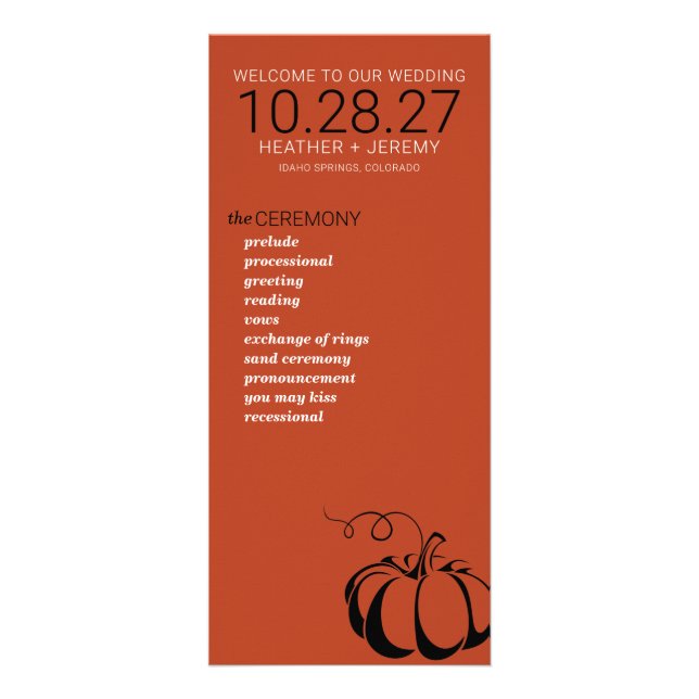 Panfleto Pumpkin Spice Weding Program (Frente)