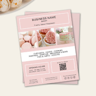 Panfleto QR Moderno Minimalista Rosa de Padaria em