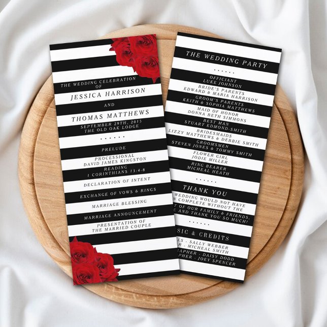 Panfleto Quic Modern Luxe Programa de Casamento Rosa vermel (Criador carregado)