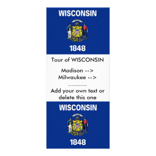 Panfleto Rack Card com Flag de Wisconsin, EUA