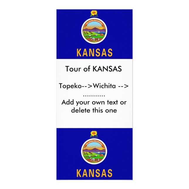 Panfleto Rack Card com Flag do Kansas, EUA (Frente)