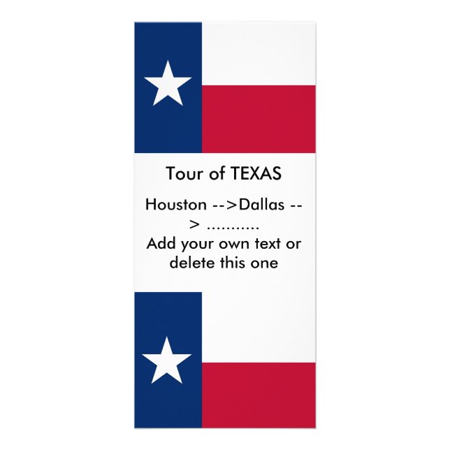 Panfleto Rack Card com Flag do Texas, EUA (Frente)