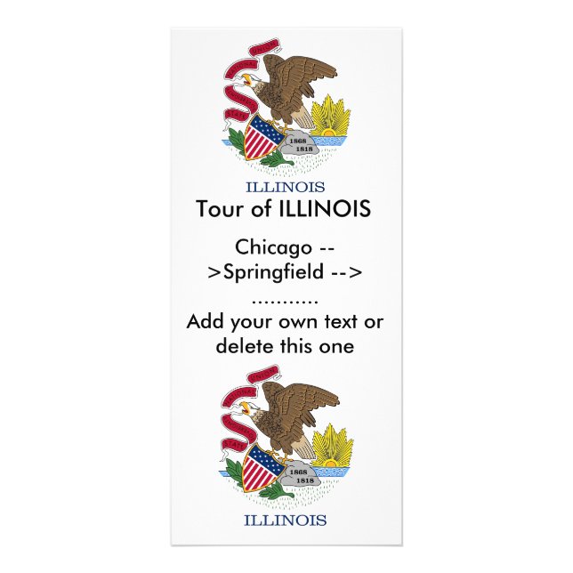 Panfleto Rack Card com Flag of Illinois, EUA (Frente)