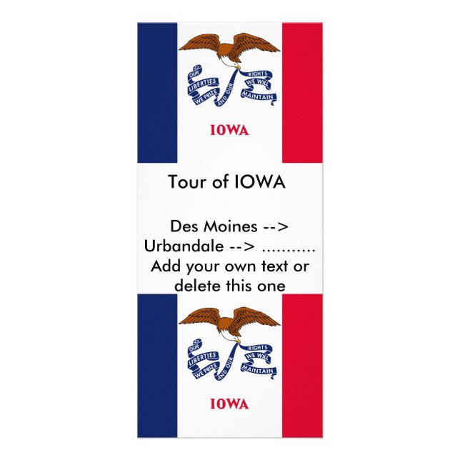 Panfleto Rack Card com Flag of Iowa, EUA (Frente)