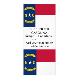 Panfleto Rack Card com Flag of North Carolina, EUA