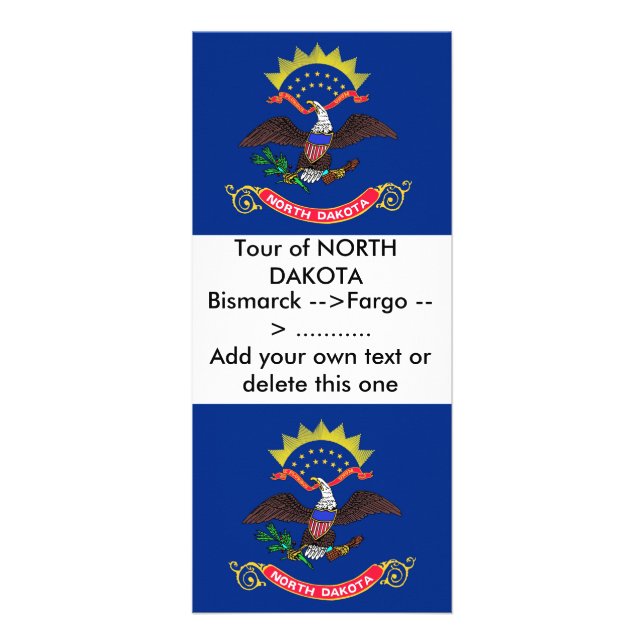 Panfleto Rack Card com Flag of North Dakota, EUA (Frente)