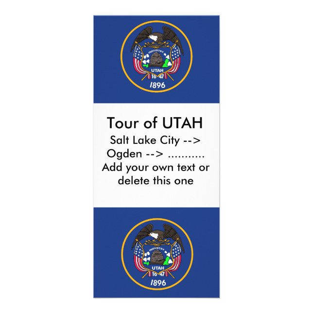 Panfleto Rack Card com Flag of Utah, EUA (Frente)
