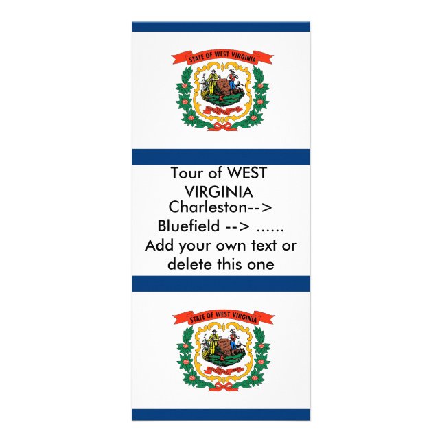 Panfleto Rack Card com Flag of West Virginia, EUA (Frente)