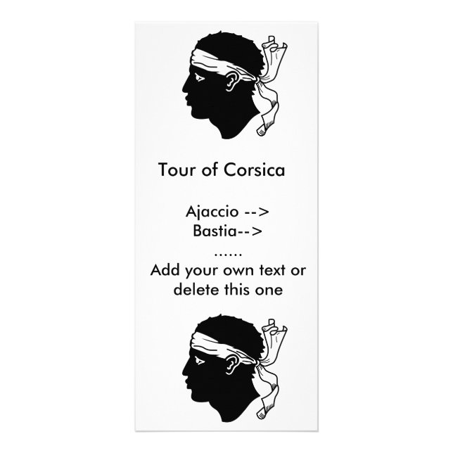 Panfleto Rack Card com pavilhão da Córsega, França (Frente)