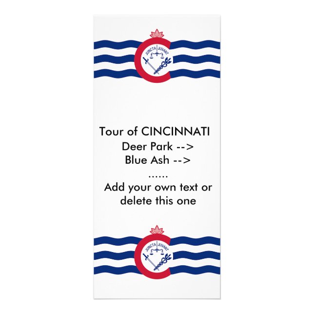Panfleto Rack Card com Sinalizador de Cincinnati, EUA (Frente)