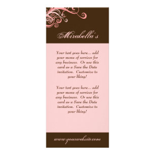 Panfleto Rack Card Swirl Salon Spa Rosa Castanho