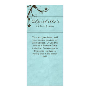 Panfleto Rack Card Watery Blue Floral Salon Spa