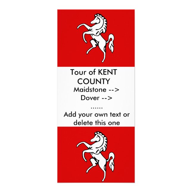 Panfleto Rack Card with Flag of Kent, Inglaterra (Frente)
