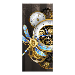 Panfleto Relógio Steampunk com Dragonfly Mecânica