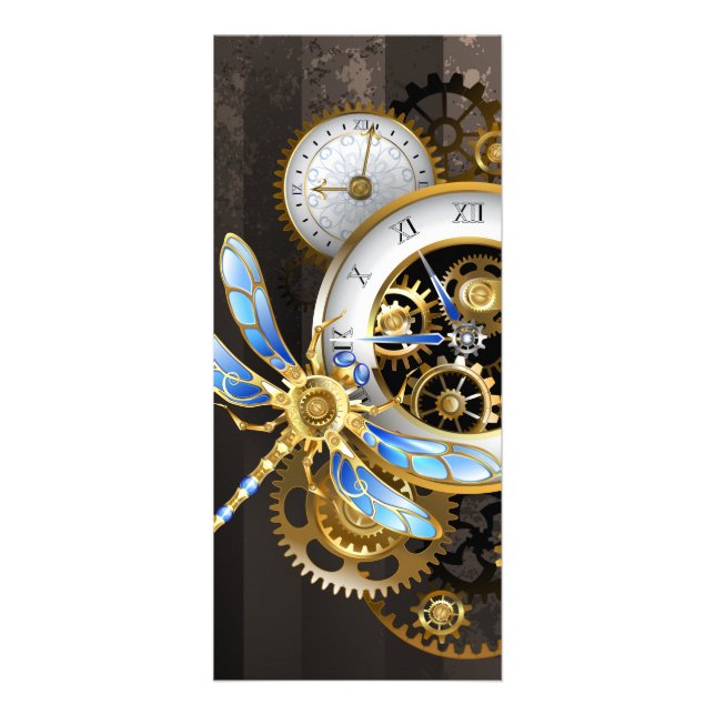 Panfleto Relógio Steampunk com Libélula Mecânica (Frente)