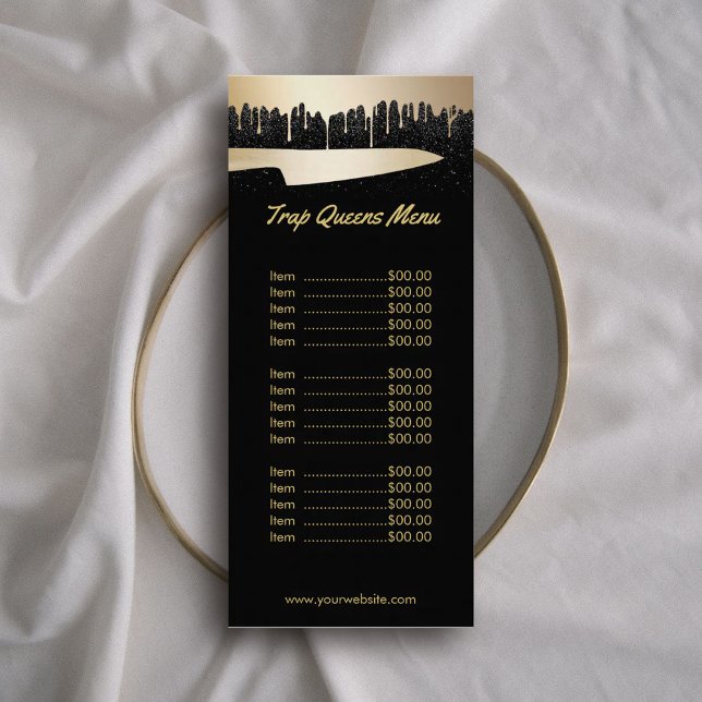 Panfleto Restaurante de cozinha preto e Dourado moderno (Criador carregado)
