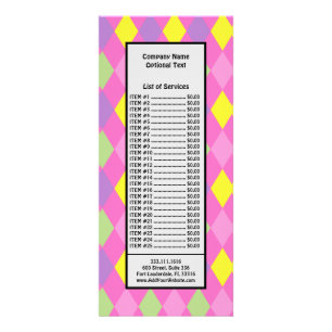 Panfleto Rombos Rosa Verde Amarelo Harlequim Geométrico