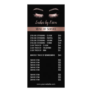 Panfleto Rosa Dourado Eyelash Extensions Beauty Salon Price