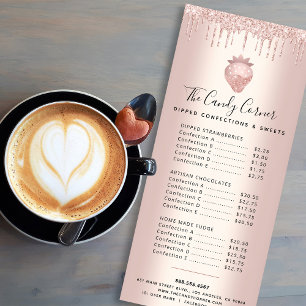 Panfleto Rosa Dourado Glitter Drives Strawberry Dessert Men