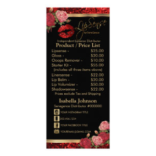 Panfleto Rosa vermelha Lip Glitter - Produto Preto / Lista