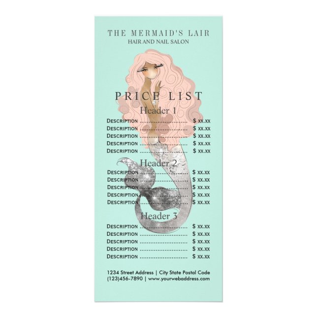 Panfleto Salão Costeiro Feminino na moda Mermaid (Frente)